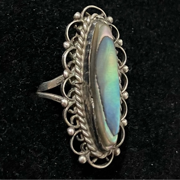 Sterling Silver Abalone Shell Ring - Picture 2 of 6